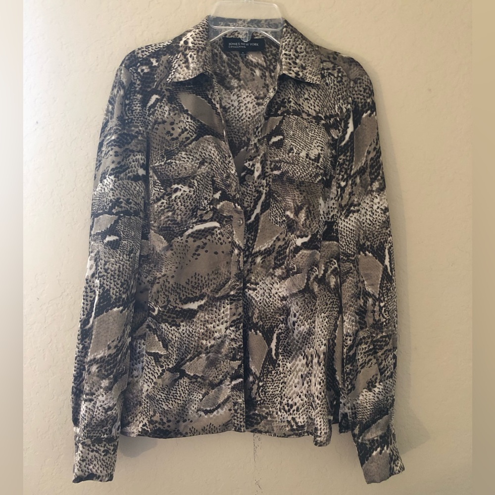 Snake Skin Print Button Down Top - image 1